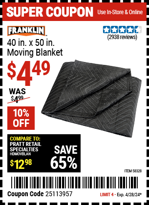 FRANKLIN: 40 in. x 50 in. Moving Blanket