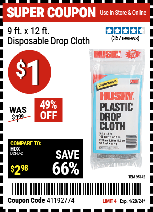 HUSKY: 9 ft. x 12 ft. Disposable Drop Cloth