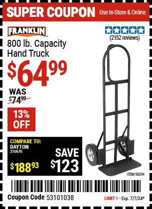 FRANKLIN: 800 lb. Capacity Hand Truck