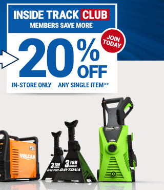 INSIDE TRACK CLUB MEMBER SAVER MORE. 20% OFF ANY SINGLE ITEM. IN-STORE ONLY. JOIN TODAY.