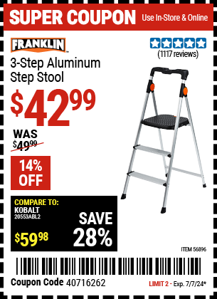 FRANKLIN: 3 Step Aluminum Step Stool