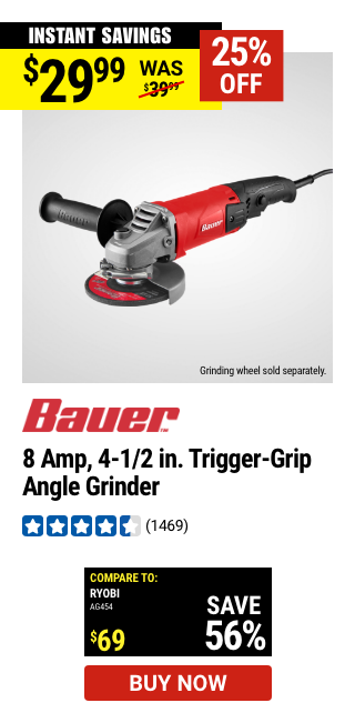 BAUER: 8 Amp 4-1/2 in. Trigger Grip Angle Grinder