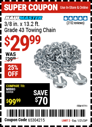 HAUL-MASTER 3/8 in. x 13.2 ft. Grade 43 Towing Chain