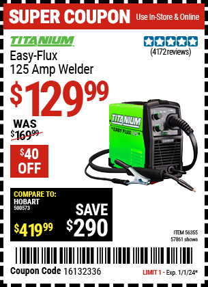 TITANIUM: Easy-Flux 125 Amp Welder