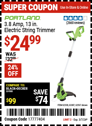 PORTLAND: 3.8 Amp 13 in. Electric String Trimmer