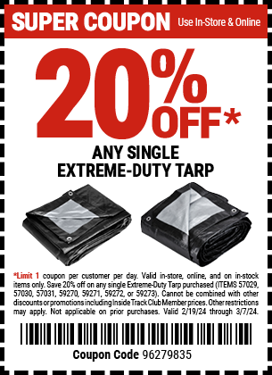 20% off any single extreme-duty tarp coupon