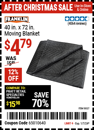 FRANKLIN: 40 in. x 72 in. Moving Blanket