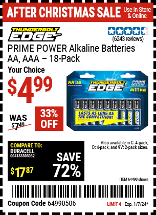 THUNDERBOLT EDGE: AA PRIME POWER Alkaline Batteries, 18 Pack