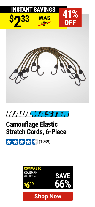 HAUL-MASTER: Camouflage Elastic Stretch Cords, 6 Piece