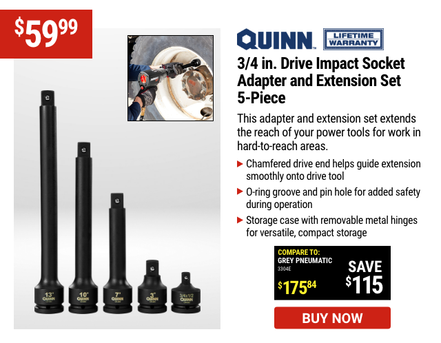 QUINN: 3/4 in. Drive Impact Socket Adapter and Extension Set, 5-Piece