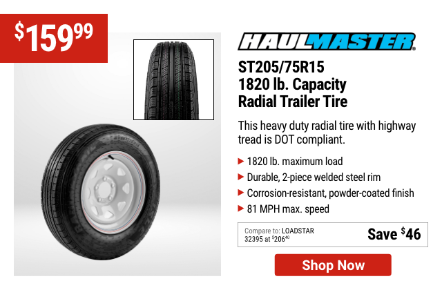 HAUL-MASTER: ST205/75R15, 1820 lb. Capacity Radial Trailer Tire