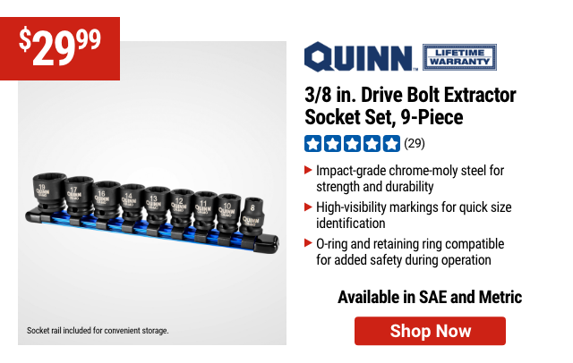 QUINN 3/8 in. Drive Bolt Extractor Socket Set, 9-Piece