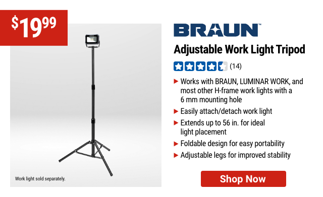 BRAUN Adjustable Work Light Tripod