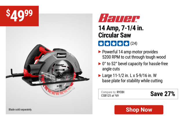 BAUER 14 Amp, 7-1/4 in. Circular Saw