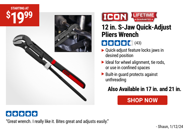 ICON: 17 in. S-Jaw Quick-Adjust Pliers Wrench