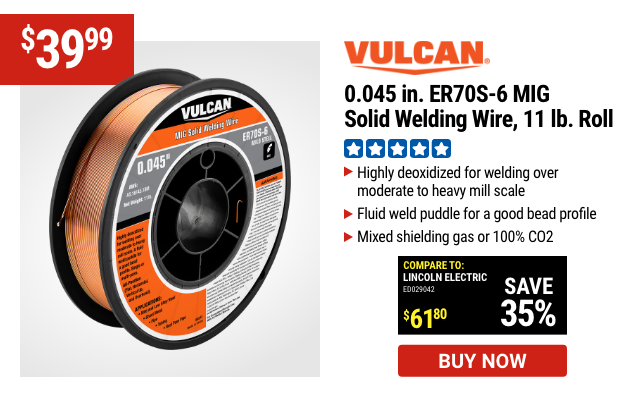 VULCAN: 0.045 in. ER70S-6 MIG Solid Welding Wire, 11 lb. Roll