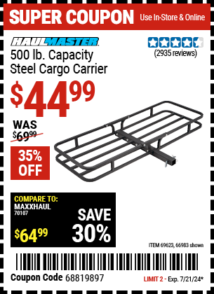 HAUL-MASTER: 500 lb. Capacity Steel Cargo Carrier