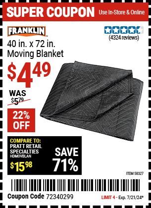 FRANKLIN: 40 in. x 72 in. Moving Blanket