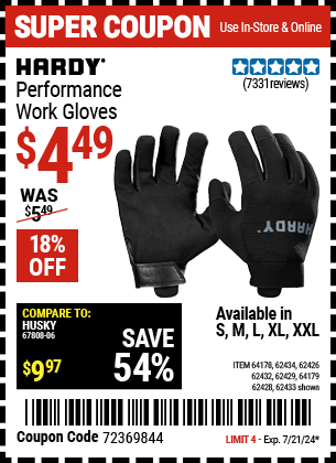 HARDY: Performance Work Gloves, Large