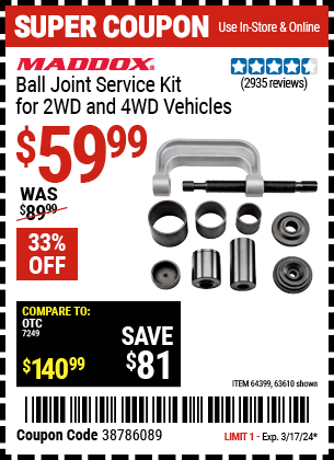 MADDOX: Ball Joint Service Kit for 2WD and 4WD Vehicles