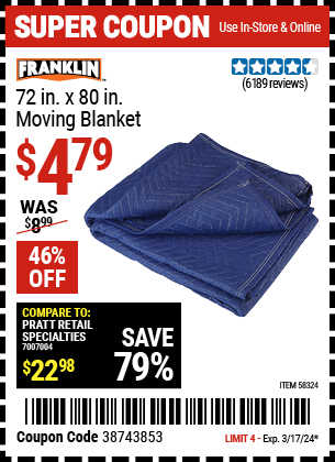 FRANKLIN: 72 in. x 80 in. Moving Blanket