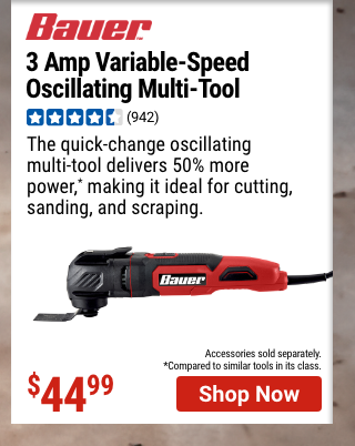 BAUER: 3 Amp Variable-Speed Oscillating Multi-Tool