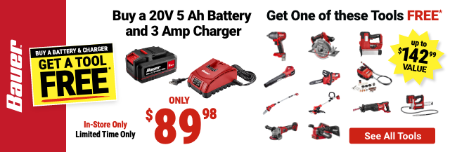 CAUER: BUY A BATTERY & CHARGER, GET A TOOL FREE. ONLY \\$89.98