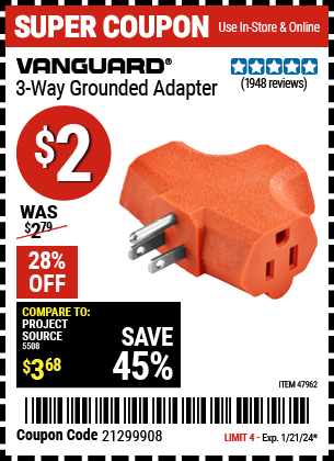 VANGUARD: 3-Way Grounded Adapter