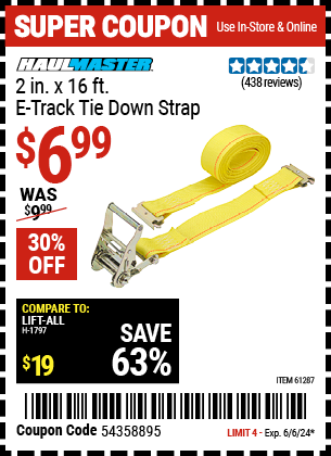 HAUL-MASTER: 2 in. x 16 ft. E-track Tie Down Strap