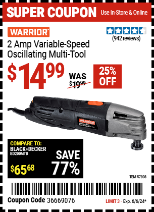 WARRIOR: 2 Amp Variable-Speed Oscillating Multi-Tool