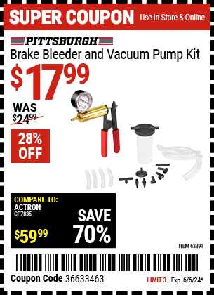 PITTSBURGH AUTOMOTIVE: Brake Bleeder and Vacuum Pump Kit