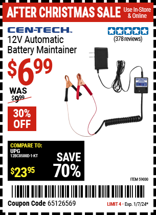 CEN-TECH: 12V Automatic Battery Maintainer