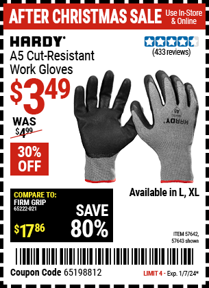 HARDY: A5 Cut-Resistant Work Gloves, Large