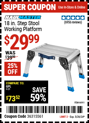 HAUL-MASTER: 18 In. Step Stool Working Platform