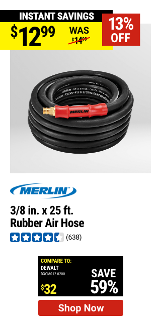 MERLIN: 3/8 in. x 25 ft. Rubber Air Hose