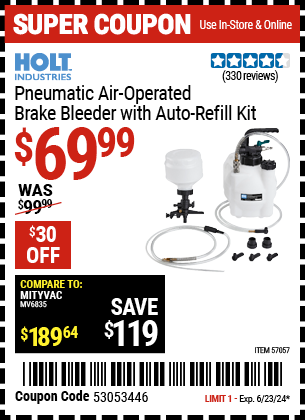 HOLT INDUSTRIES: Pneumatic Air Operated Brake Bleeder with Auto-Refill Kit