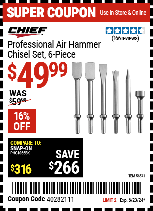 CHIEF: Professional Air Hammer Chisel Set, 6-Piece