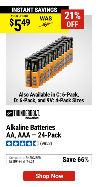 THUNDERBOLT MAGNUM: AA Alkaline Batteries, 24 Pack