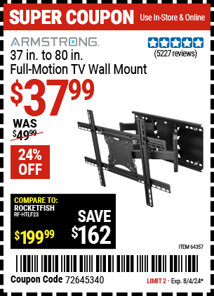 ARMSTRONG: 37 in. to 80 in. Full-Motion TV Wall Mount