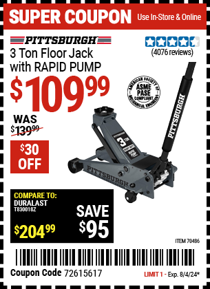 DAYTONA: 2 Ton Professional Racing Series Aluminum Floor Jack with RAPID PUMP