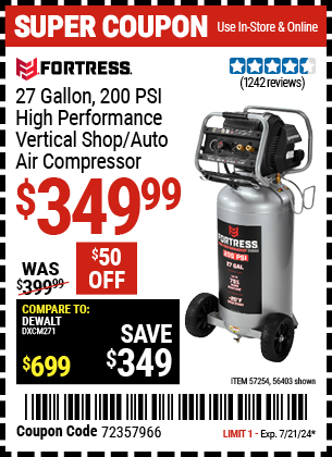 FORTRESS: 27 Gallon , 200 PSI High-Performance Vertical Shop/Auto Air Compressor