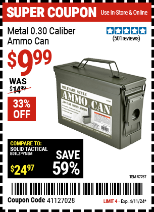 HFT: Metal 0.30 Caliber Ammo Can