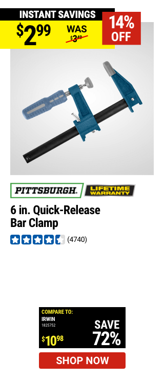 PITTSBURGH: 6 in. Quick Release Bar Clamp