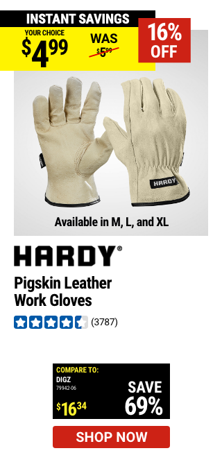 HARDY: Pigskin Leather Work Gloves