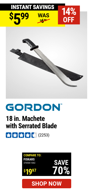 GORDON: 18 in. Machete with Serrated Blade