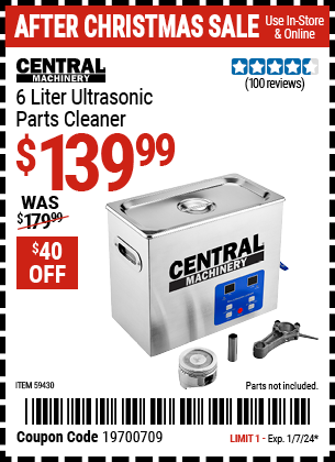 CENTRAL MACHINERY: 6 Liter Ultrasonic Parts Cleaner