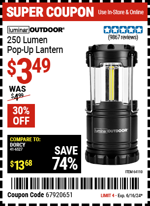 LUMINAR OUTDOOR: 250 Lumen Pop-Up Lantern