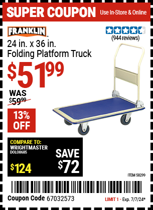 FRANKLIN: 24 in. x 36 in. Folding Platform Truck