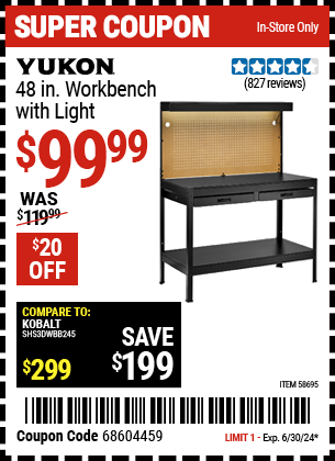 YUKON: 48 in. Workbench with Light