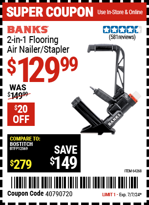 BANKS: 2-in-1 Flooring Air Nailer/Stapler